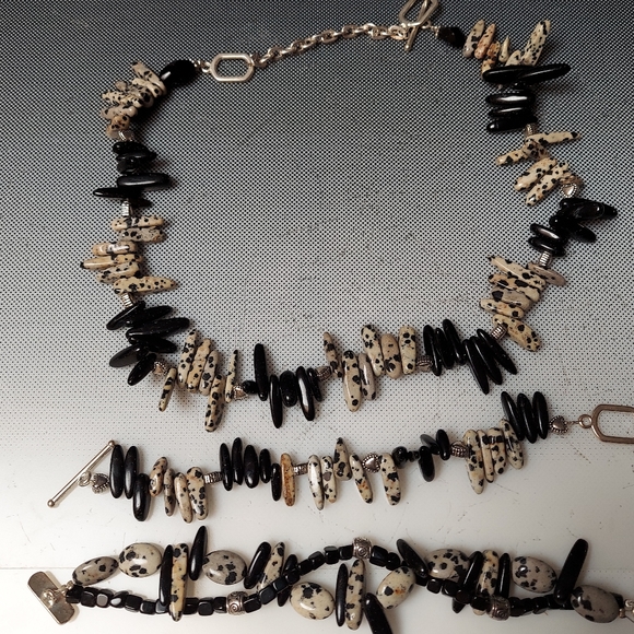 Dalmation power jasper necklace and two bracelets your choice - Picture 1 of 2